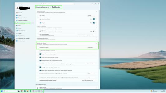 Taskleiste in Windows 11 auf links stellen — ohne Dritt-Tools